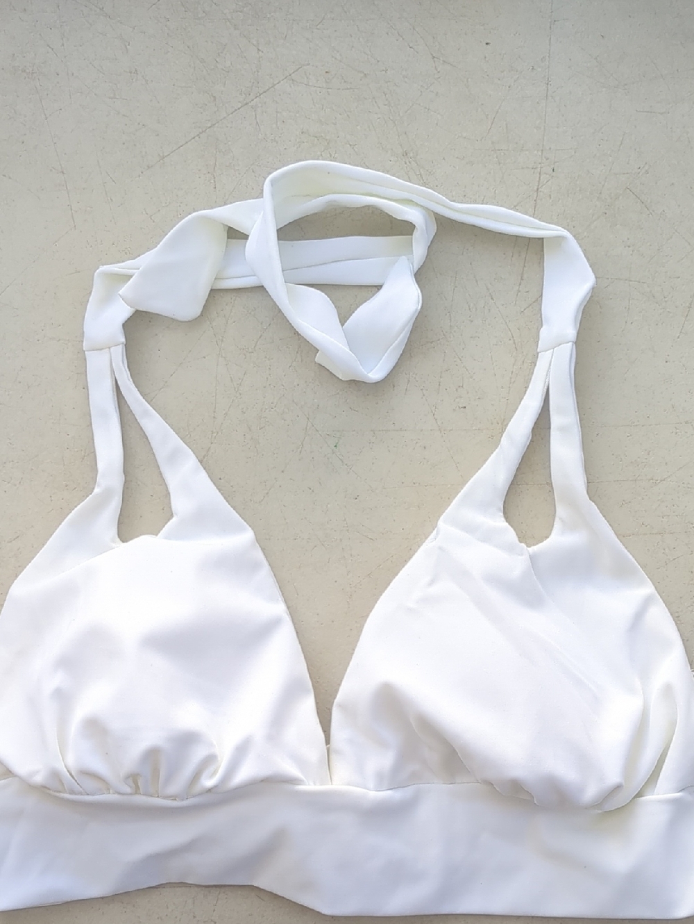 Nicolita White Halter Triangle Bikini Top